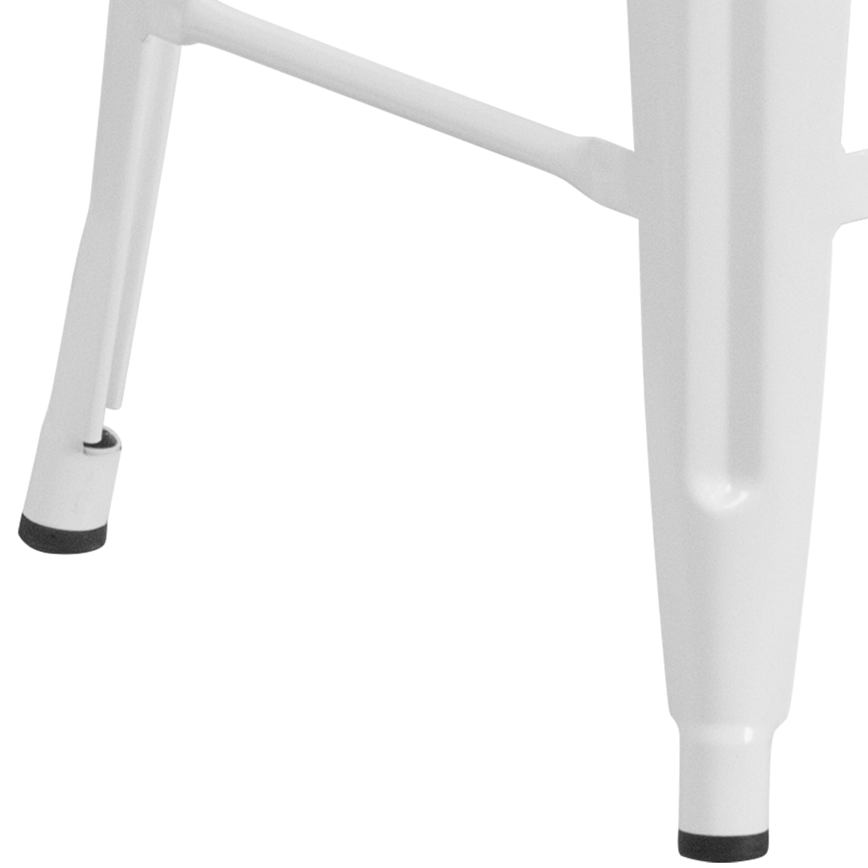 Alt View 9. Emma + Oliver - Commercial Grade 24"H Backless Metal Indoor-Outdoor Counter Stool w/ Square Seat - White.