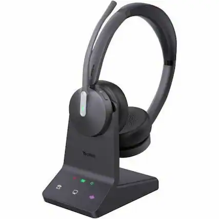 Front. Yealink - Yealink WH64 Headset - Microsoft Teams Certification - Stereo - Wireless - Bluetooth/DECT - 492.1 ft - 20 Hz to 20 kHz - Black.