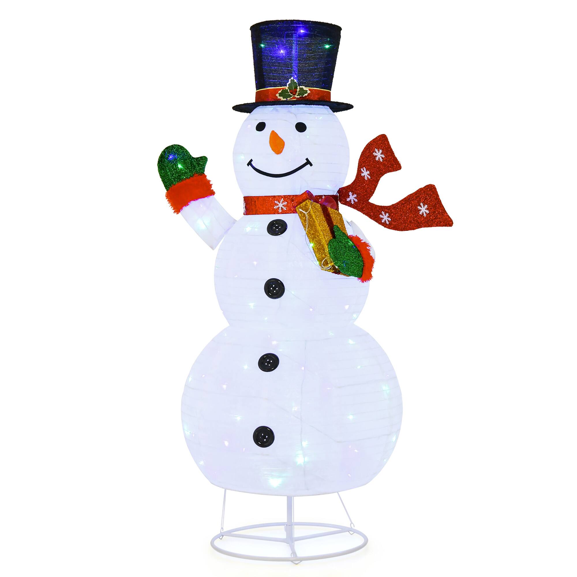 Alt View 8. Gymax - Gymax 6FT Lighted Christmas Snowman w/ Leds Christmas Pre-lit Yard Decoration w/ 8 Lighting Modes - White.
