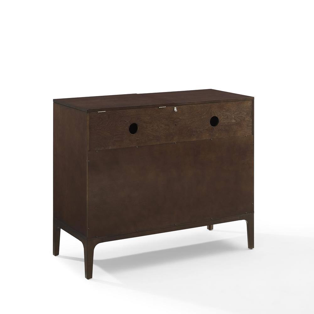 Left. Crosley Furniture - Asher Large Record Player Cabinet With Vinyl Storage - Dark Brown.