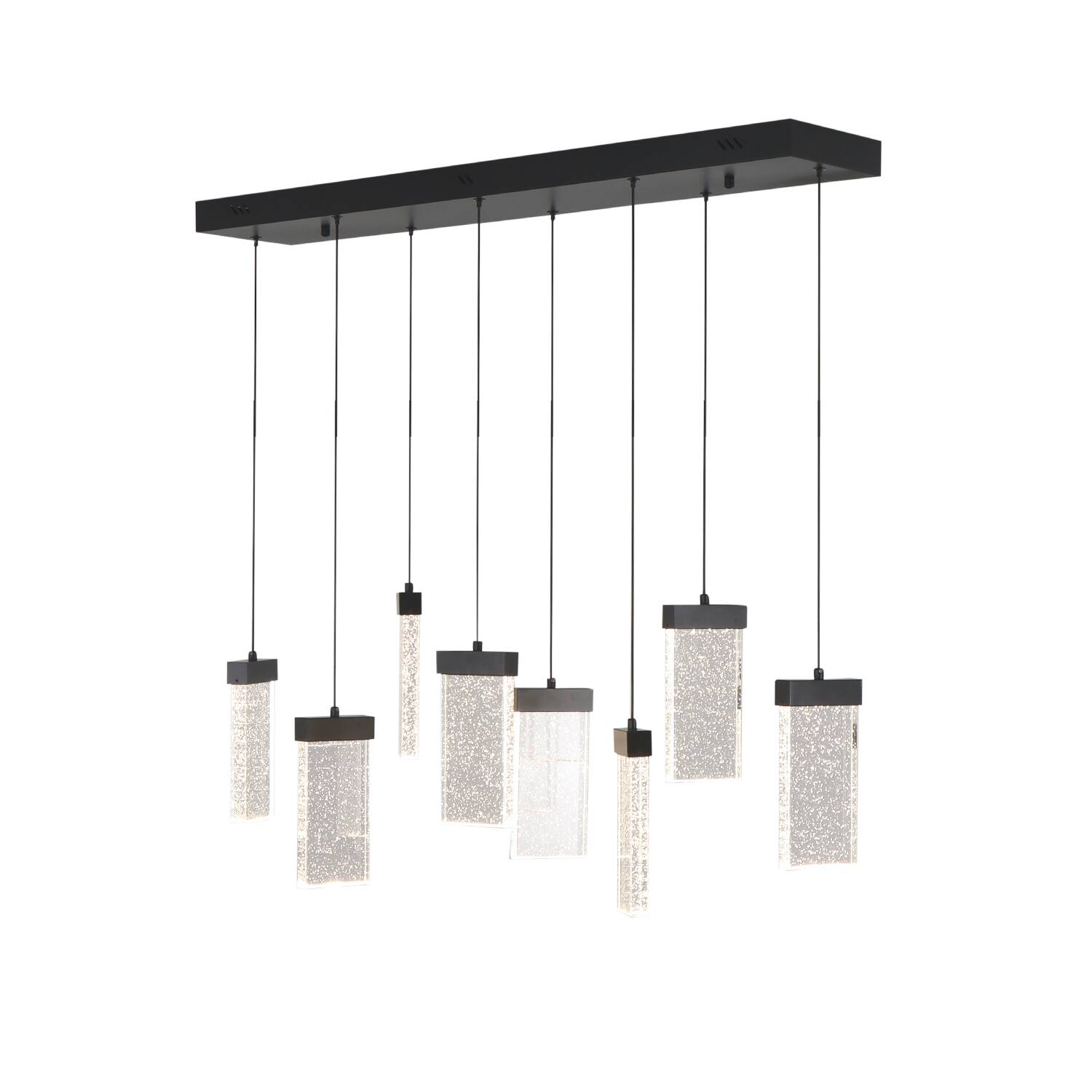 Umeiluce - 8 Lights Modern Perceus Kitchen Island Chandelier Rectangle Base Warm Light Dimmable - Matte Black