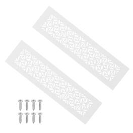 Unique Bargains - 12"x3" Door Air Vent Cover, 2pcs Heavy Duty Aluminum Alloy Grille Louvered with Mounting Screws for Cabinet Wardrobe - White
