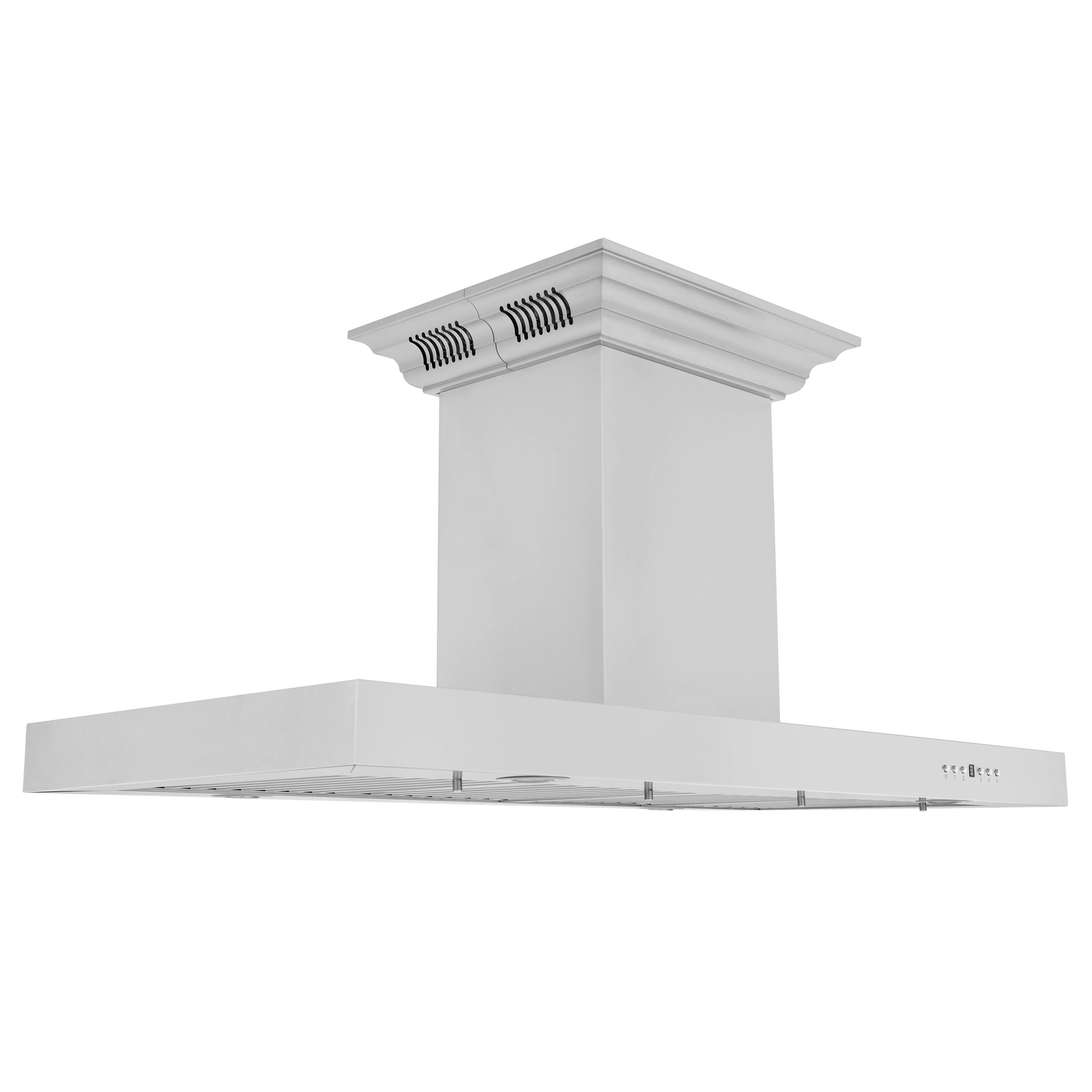 Alt View 1. ZLINE - 42 in. ZLINE CrownSound™Ducted Vent Island Mount Range Hood in Stainless Steel with Built-in Bluetooth Speakers - Stainless steel.