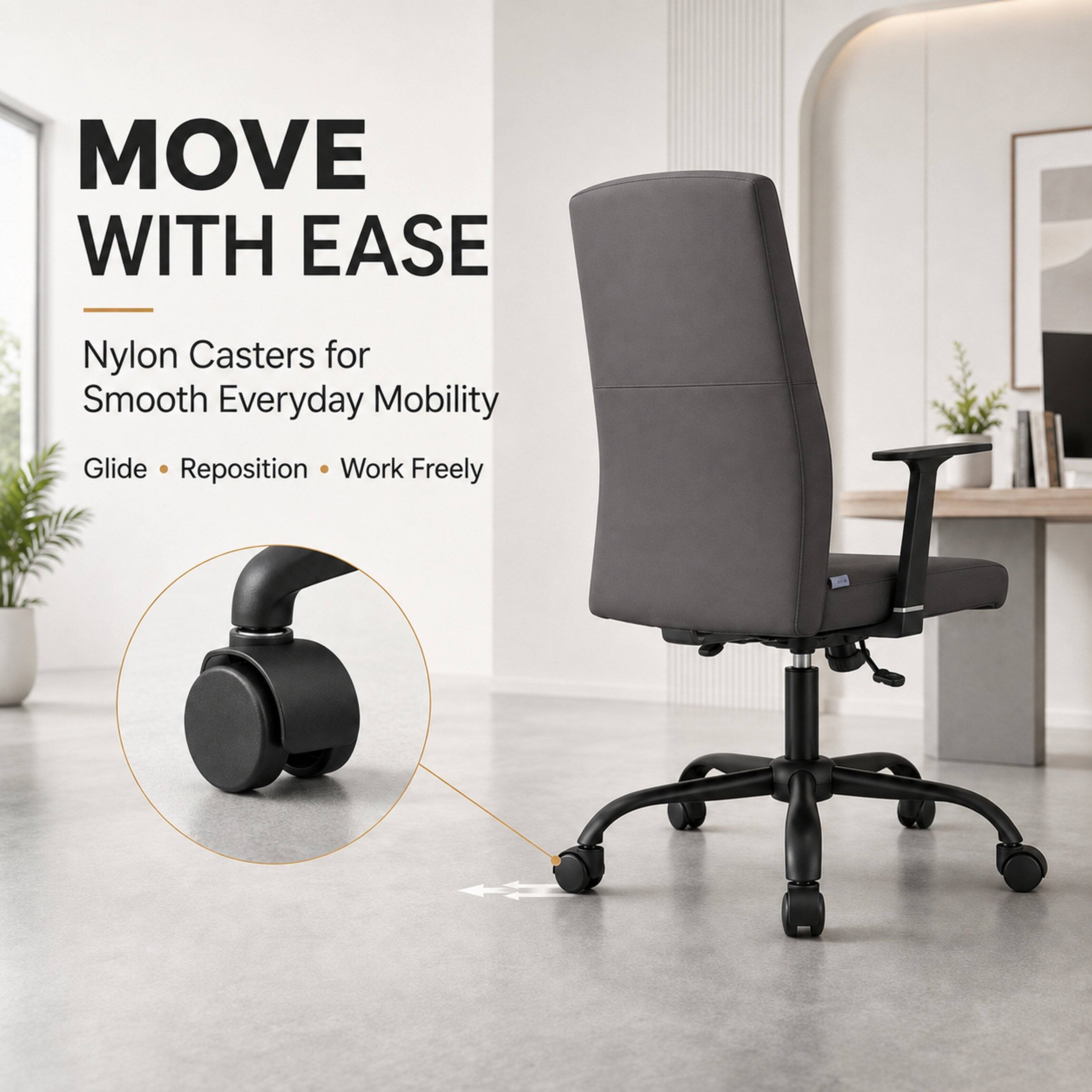 MOVE WITH EASE

Nylon Casters for Smooth Everyday Mobility

Glide • Reposition • Work Freely