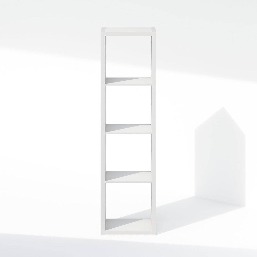 Alt View 1. FurniFact - White Wood 4 Cube Storage Organizer with Open Back Vertical Cube Storage - White.