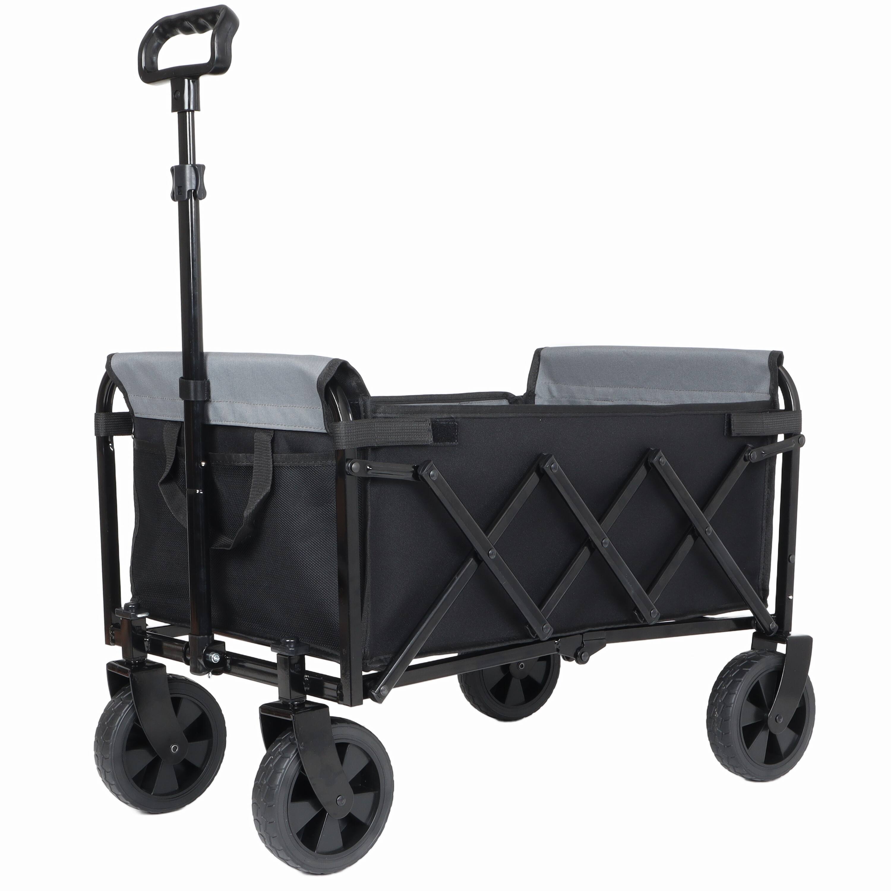 Alt View 4. TinyHomie - Heavy Duty Foldable Utility Trolley Bench Seat Dog Leash Black Gray.