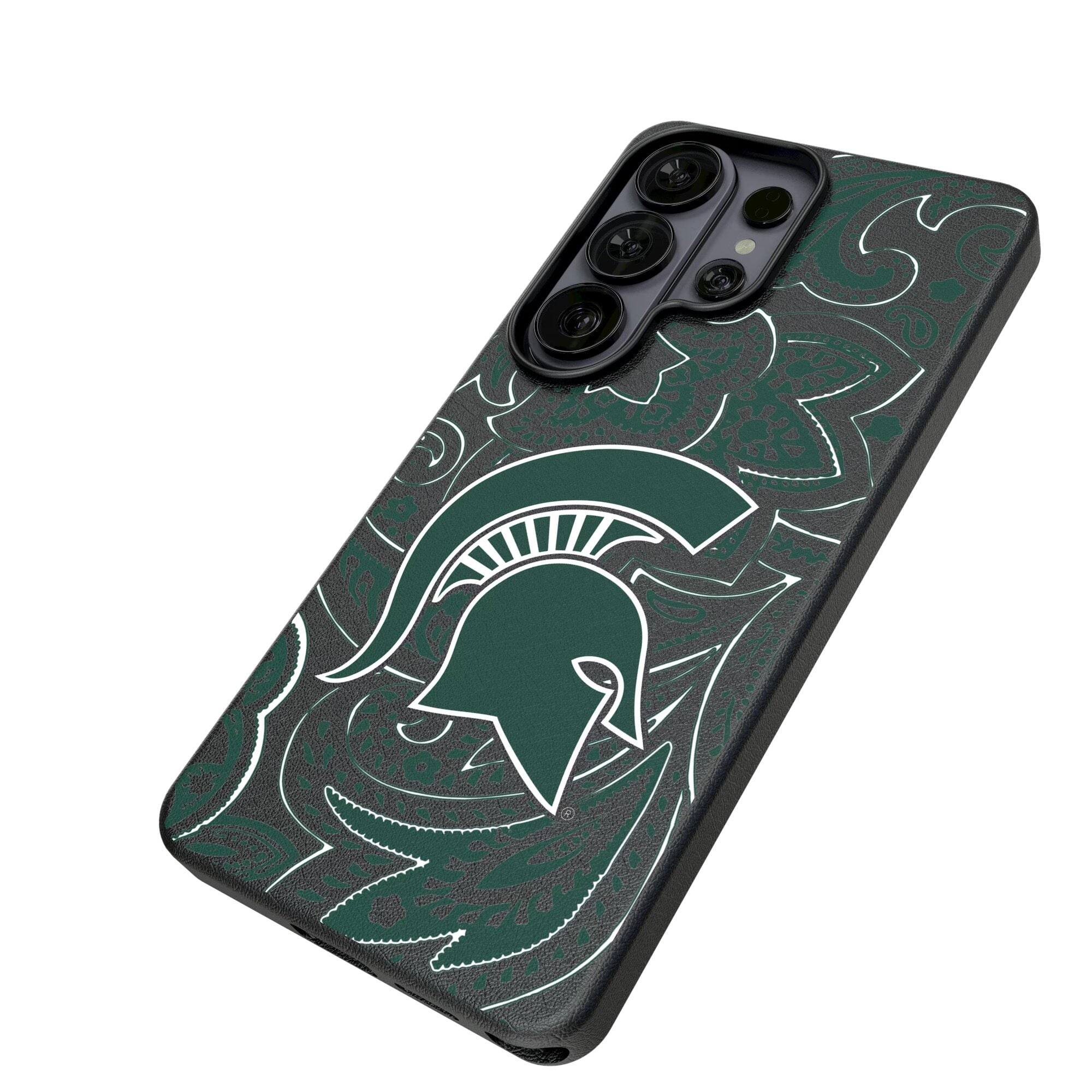 Alt View 1. Keyscaper - Michigan State Spartans Paisley Galaxy Magnetic Bump Case - S25 Ultra - Black.