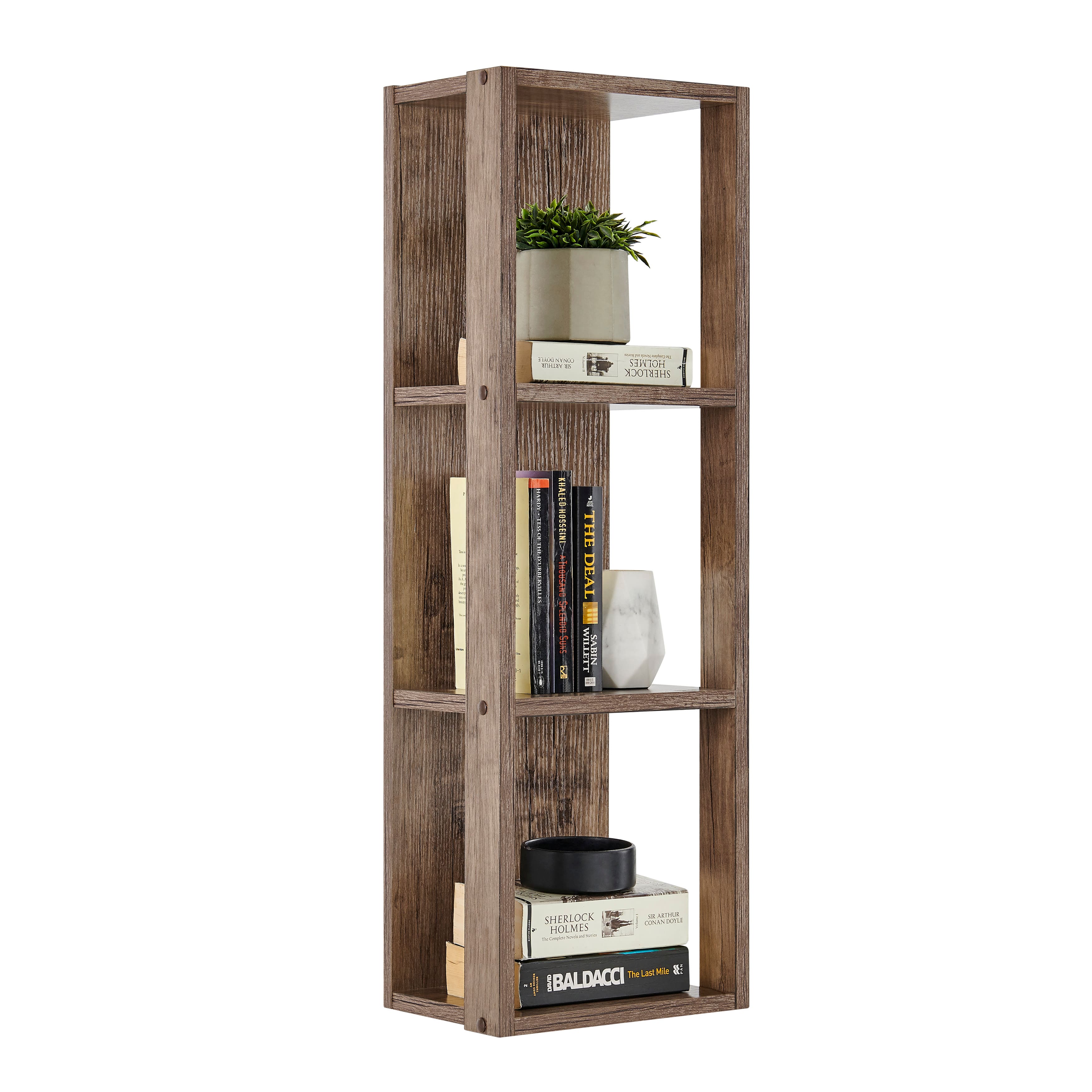 Danya B - Recife Vertical Three-Tier Cube Wall Shelf - Hickory