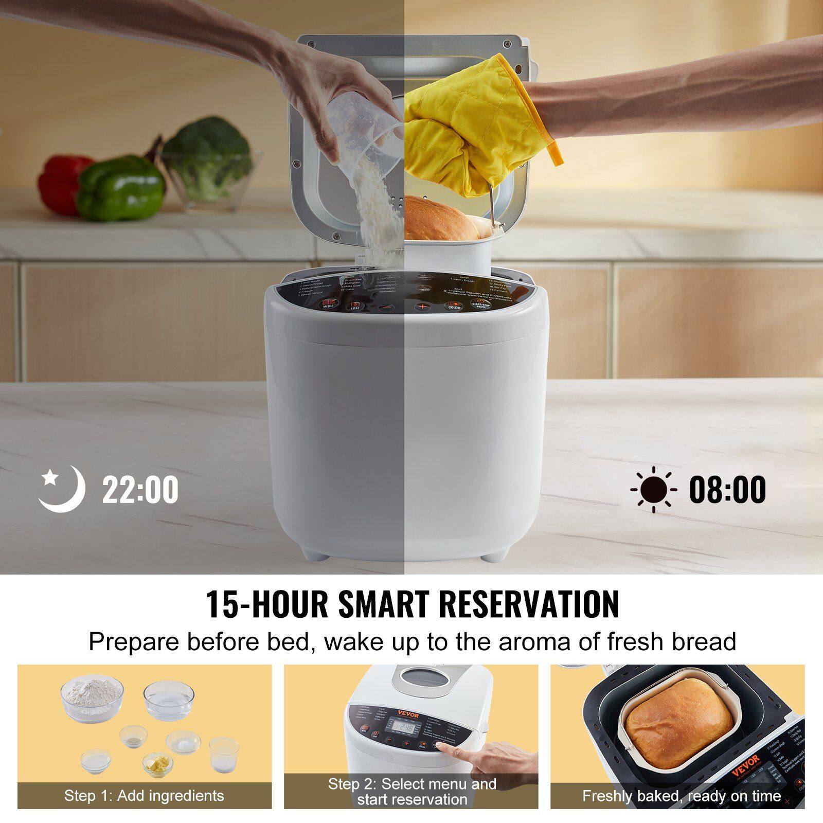 22:00 08:00

15-HOUR SMART RESERVATION

Prepare before bed, wake up to the aroma of fresh bread

Step 1: Add ingredients

Step 2: Select menu and start reservation

Freshly baked, ready on time