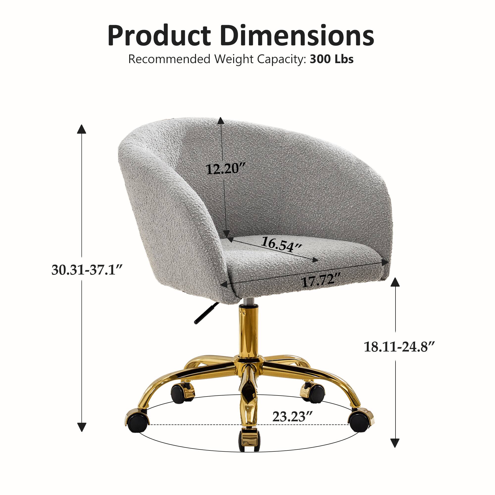 Product Dimensions  
Recommended Weight Capacity: 300 Lbs  
12.20"  
30.31-37.1"  
16.54"  
17.72"  
18.11-24.8"  
23.23"
