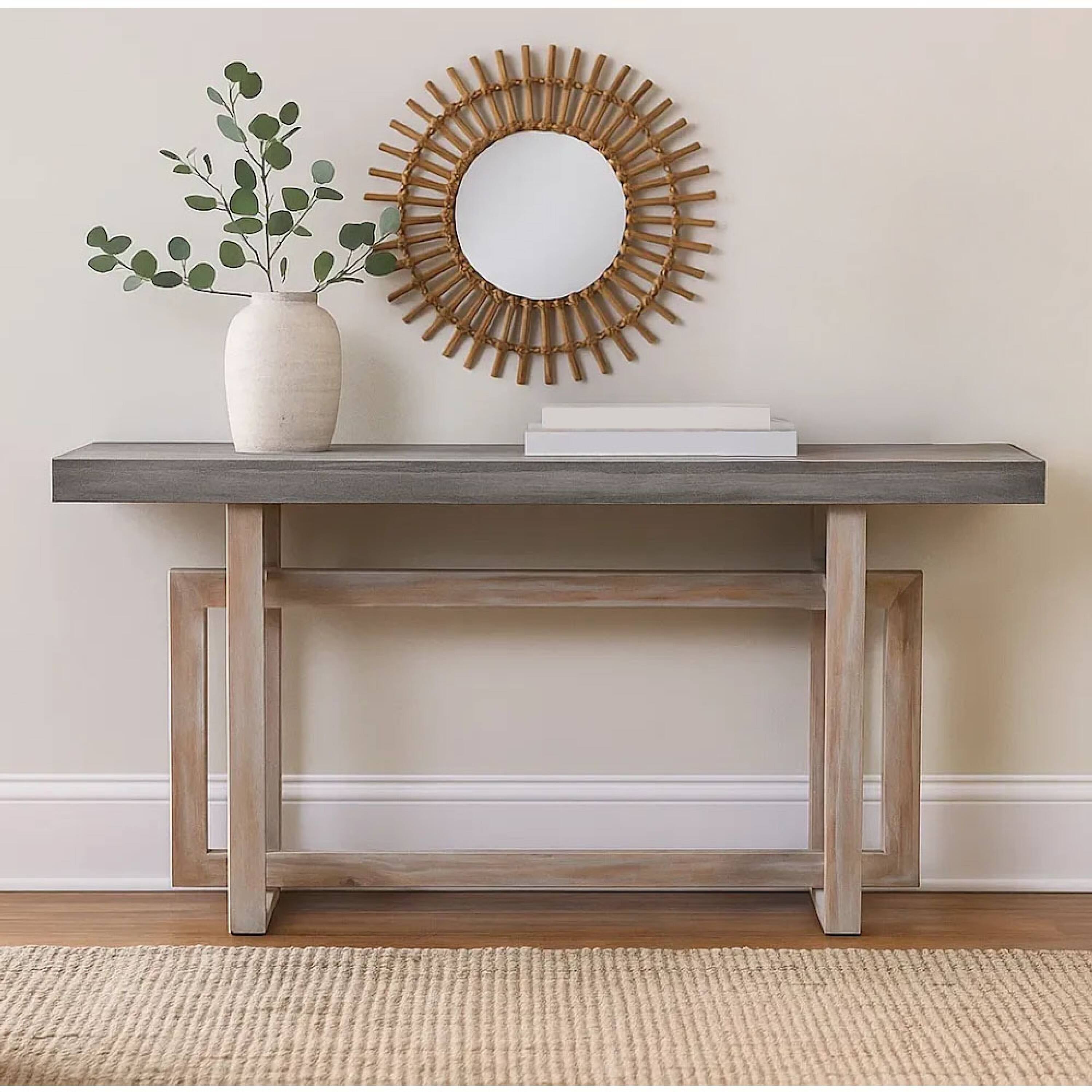 Alt View 10. Manhattan Lane - 59 Inch Artisan Sideboard Console Table with Geometric Interlocked Base - Gray.