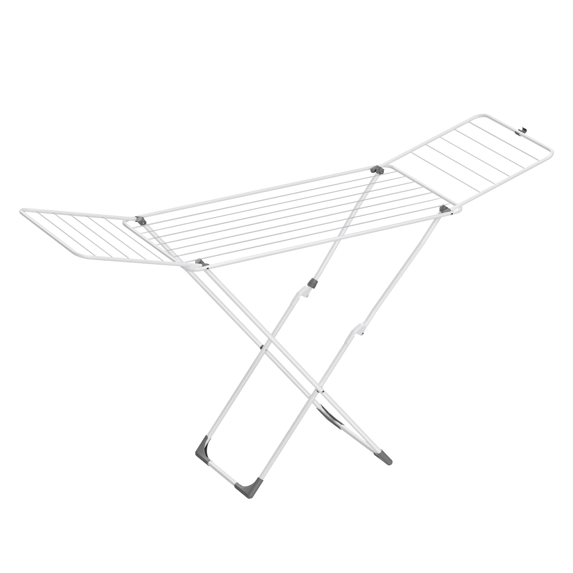 Front. Songmics Home - Clothes Drying Rack, Metal Laundry Drying Rack, Foldable, Free-Standing Airer - White.