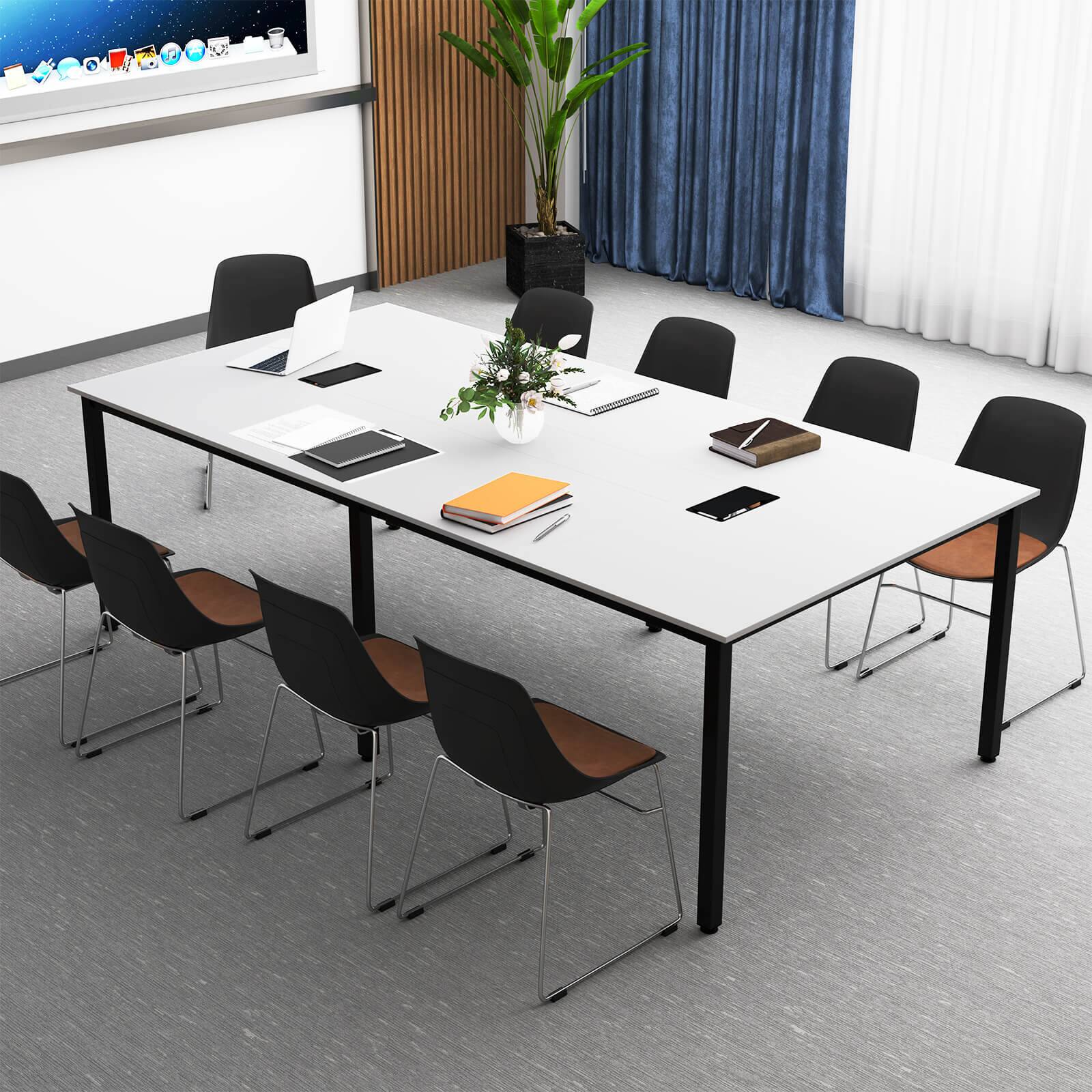 Alt View 3. Costway - Costway 1 PCS 95" x 48" Large Meeting Table Seats up to 10 People 2 Cable Grommets for Office - White.