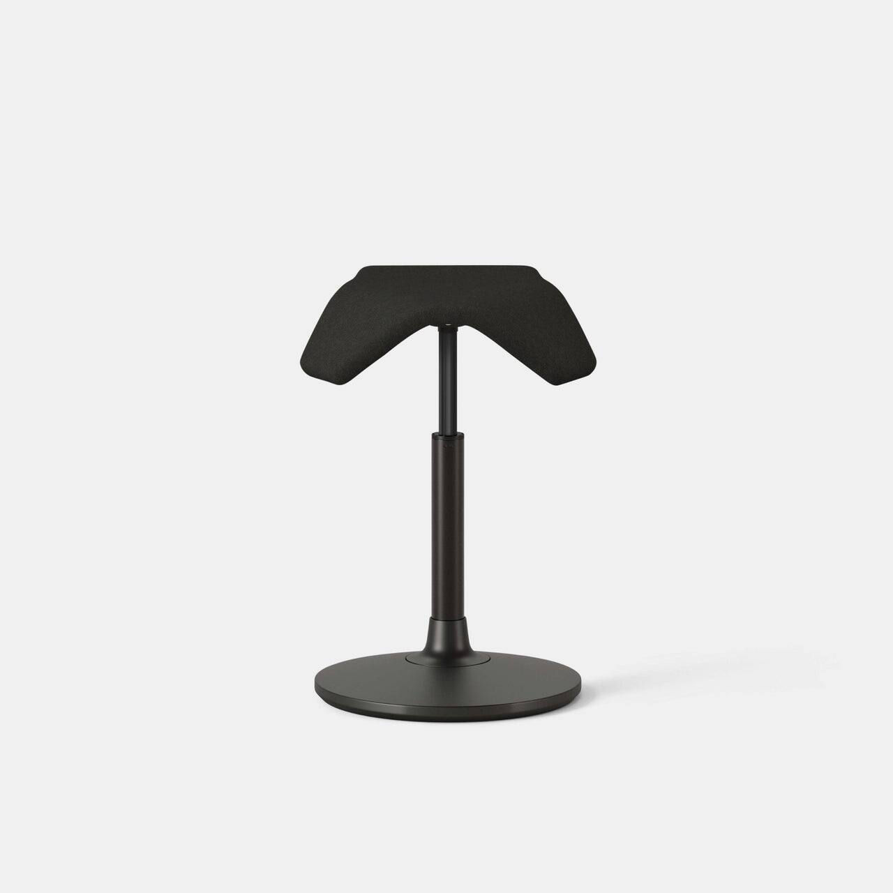 Angle. Branch Furniture - Branch Saddle Stool – Ergonomic Rolling Stool with Birch Frame & Eco-Friendly Fabric - Black.