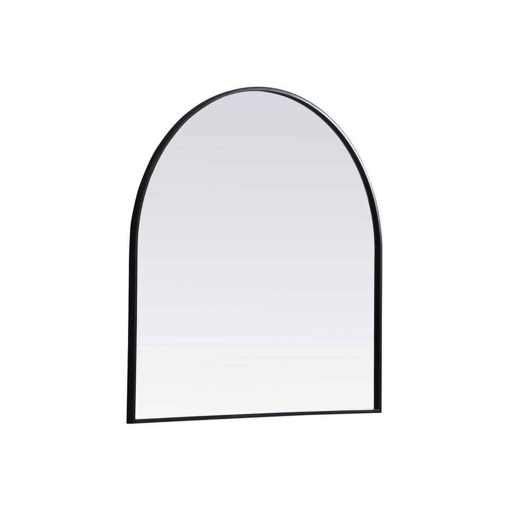 Left. Elegant Decor - Metal Frame Arch Mirror 36x36 Inch in Black - Black.