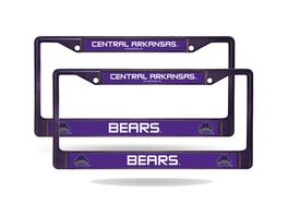 Rico Industries - Central Arkansas Bears (Set of 2) Purple Painted Chrome Metal License Plate Frames - Multi