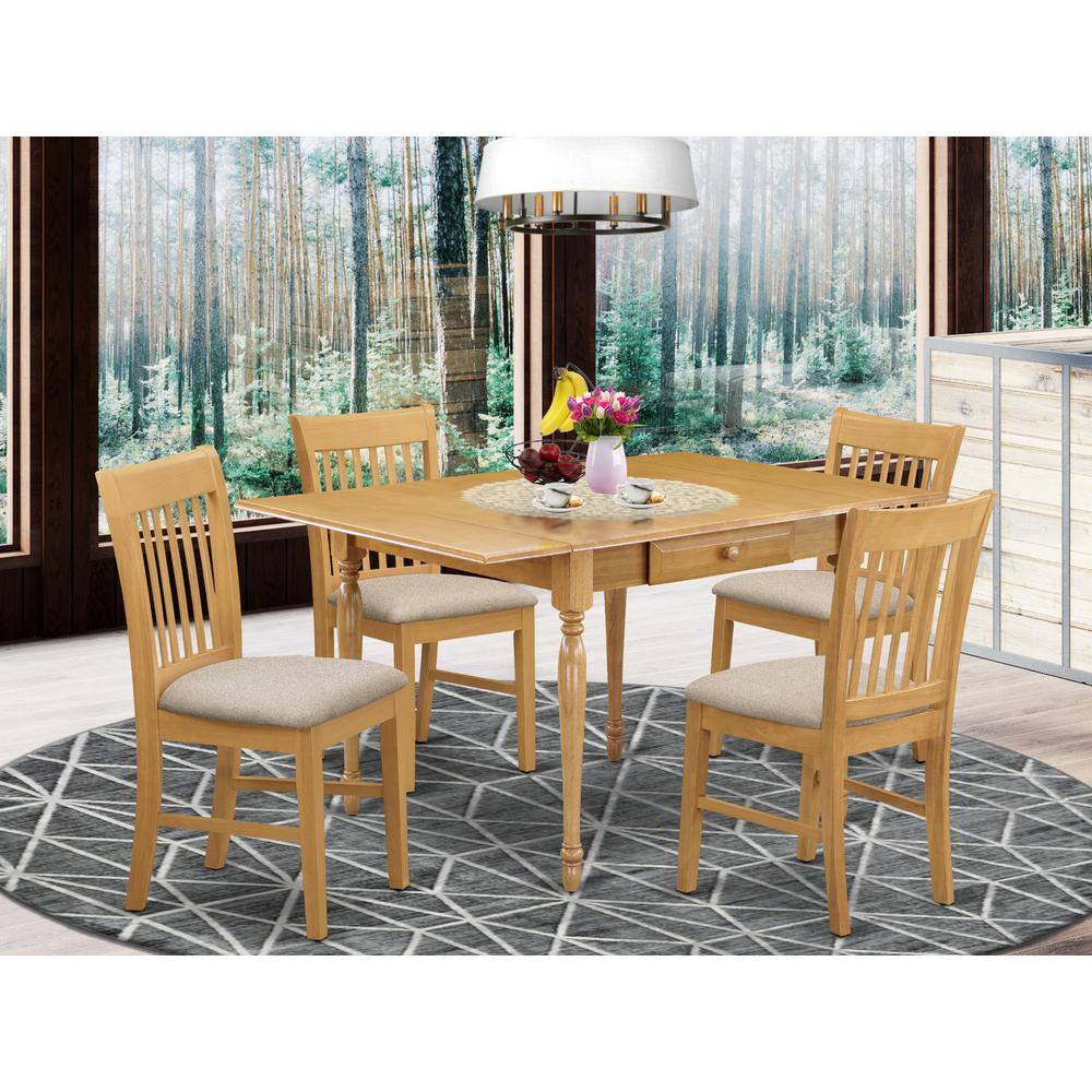 Angle. East West Furniture - Dining Room Set Oak - Brown.