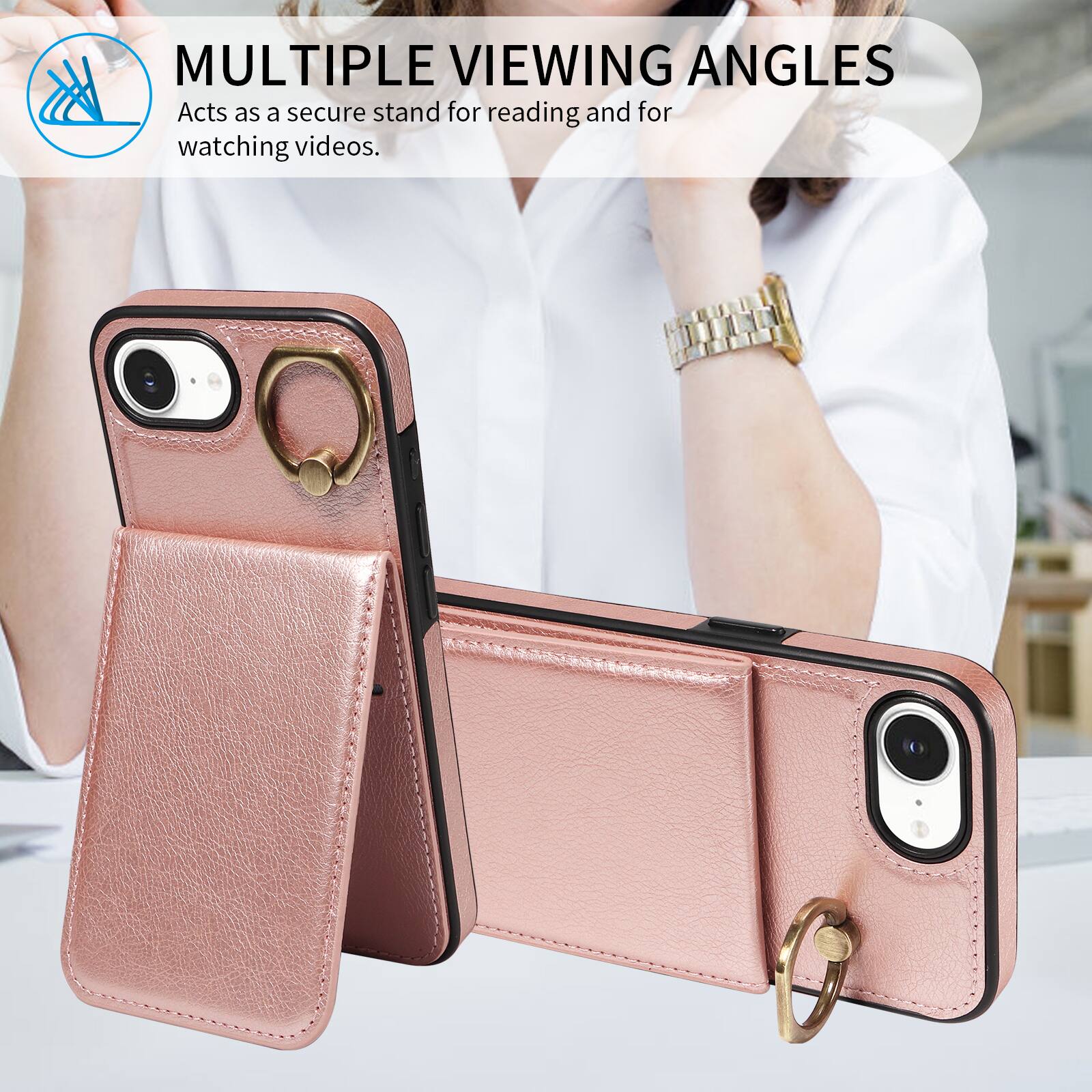 MULTIPLE VIEWING ANGLES  
Acts as a secure stand for reading and for watching videos.