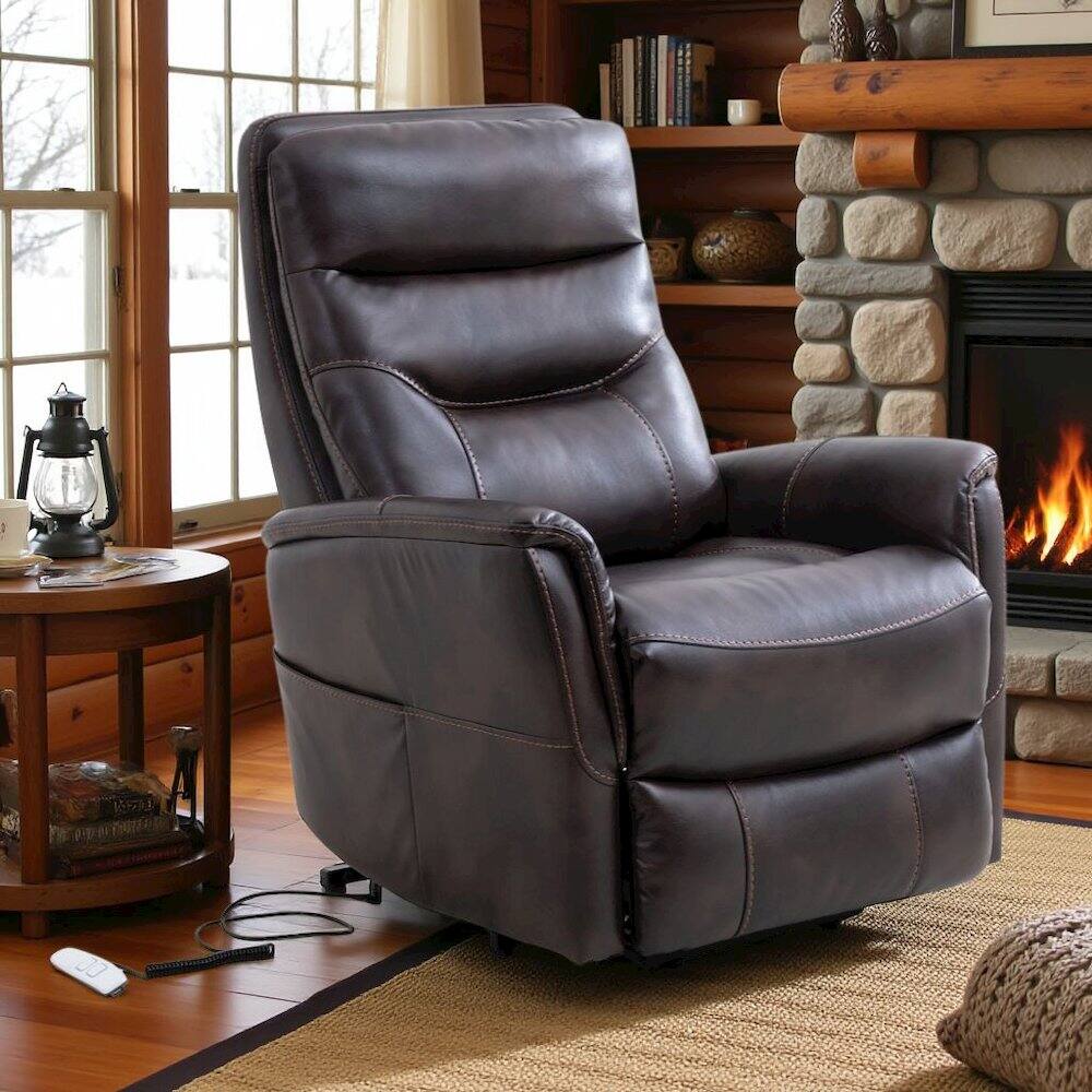 Alt View 1. Starlight Canyon Home - Truffle Recliner Chair Set of 2 – Power Lift Recliner with Headrest - Dark Brown.