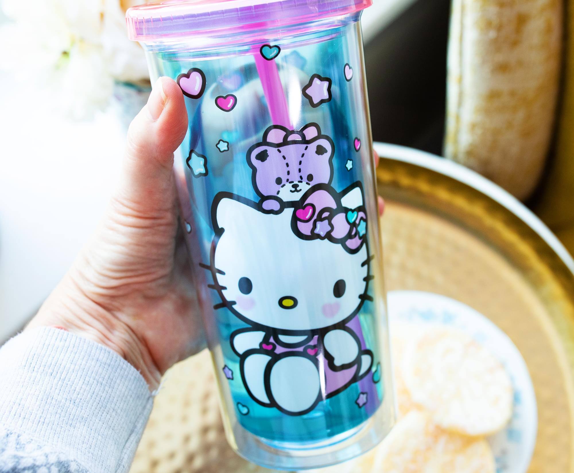 Alt View 4. Hello Kitty - Hello Kitty Stacked Donuts Carnival Cup with Lid and Straw | Holds 20 Ounces - Pink.