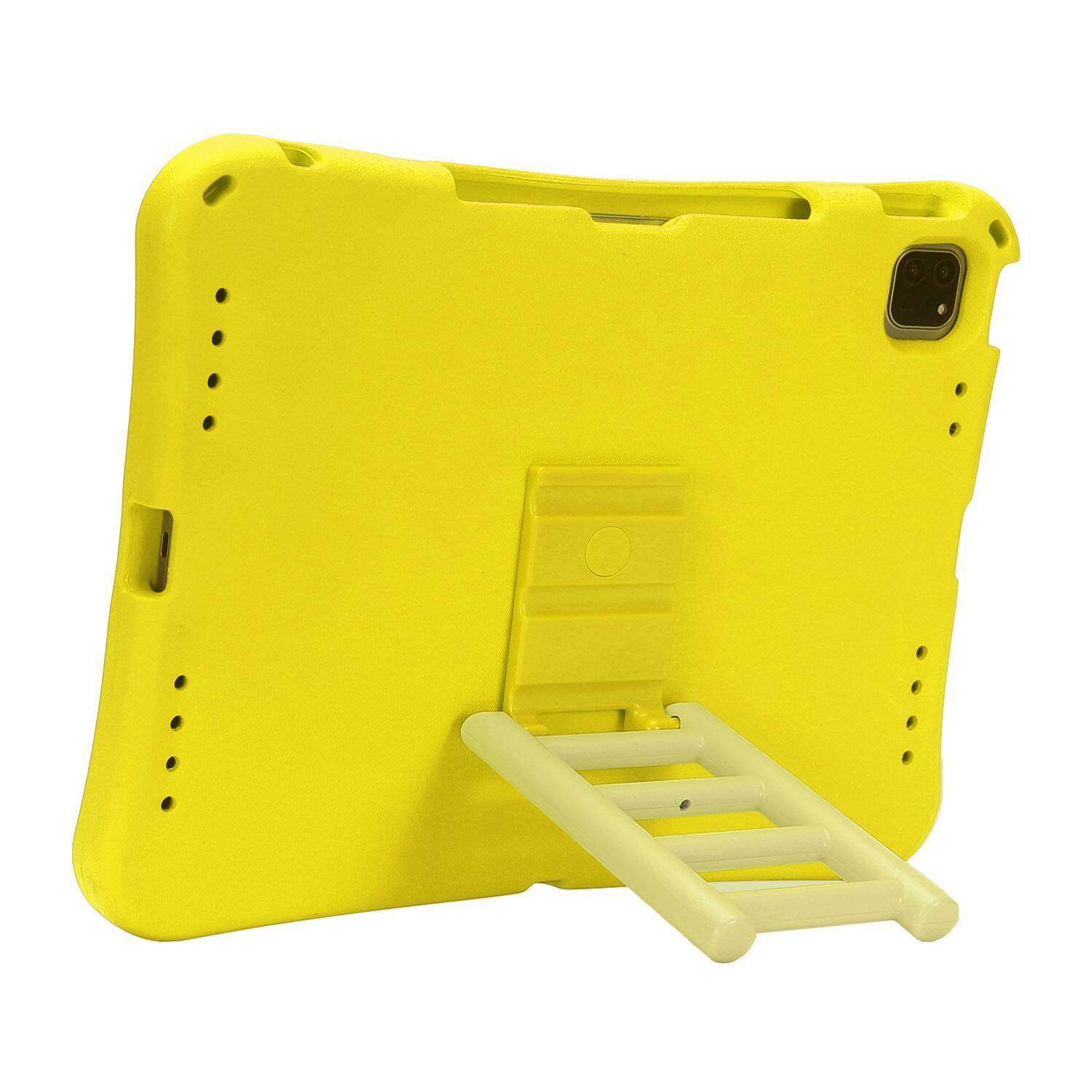 Left. Dteck - for Apple iPad Air (M4) 13" 2026/(M3) 2025/(M2) 2024 Rugged Case,Shockproof Heavy Duty EVA Cover with Rotating Stand - Yellow.