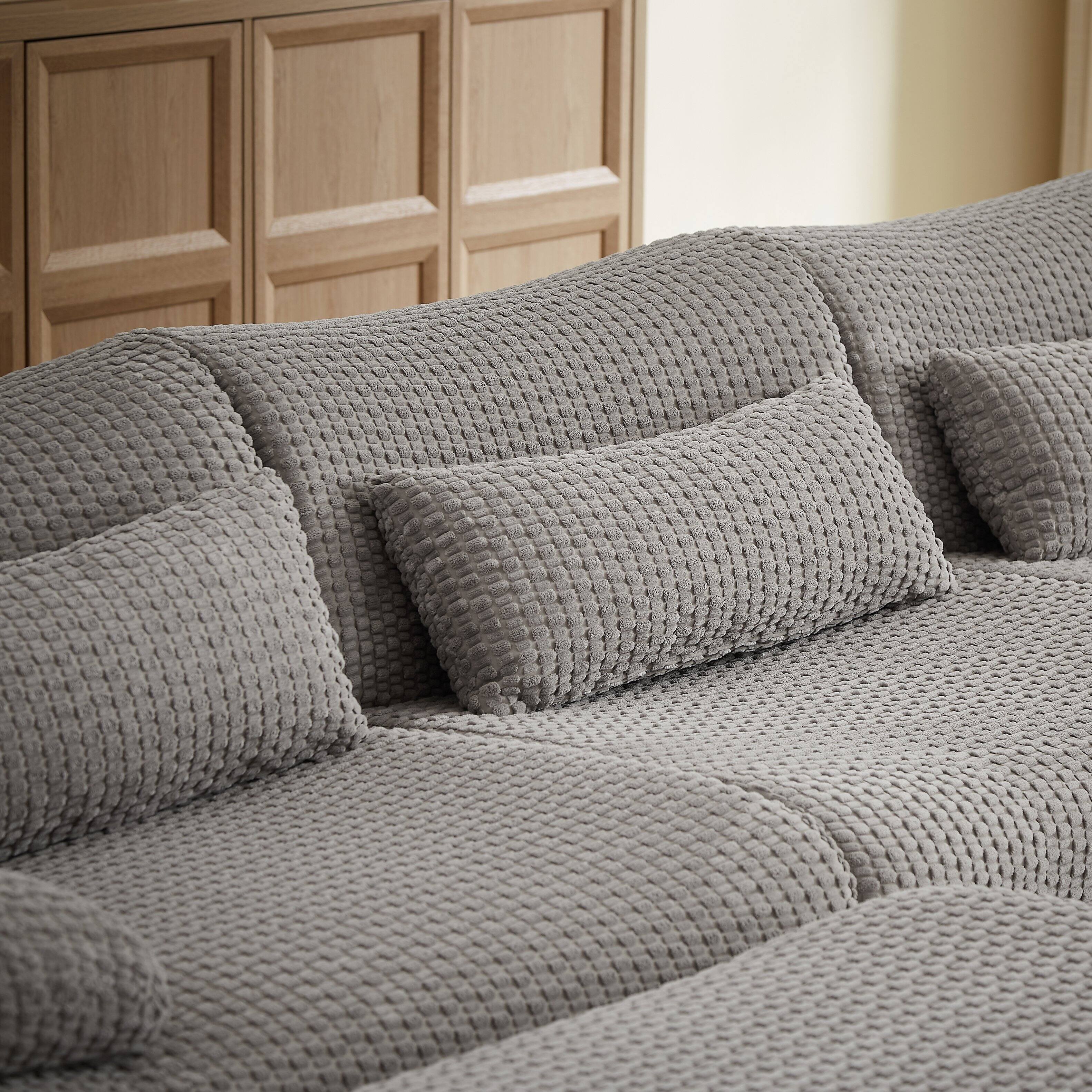 Alt View 2. Anysun - 6 Seat U-Shape Convertible Sectional Couch with Ottoman, Cloud Comfort Corduroy Fabric Sofa for Living Room - Gray.