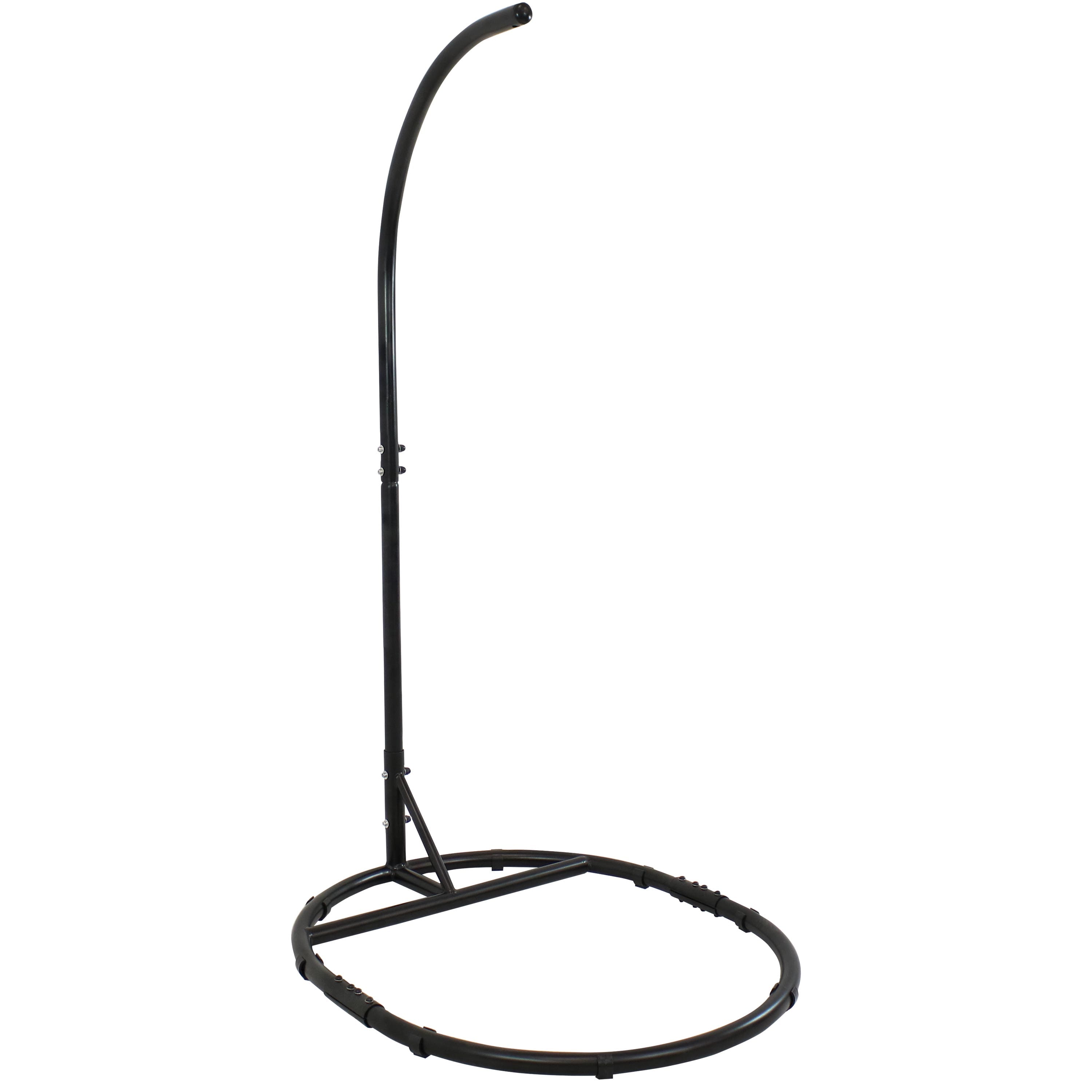 Sunnydaze - Rounded Base Powder-Coated Steel Egg Chair Stand - 76 in - Black