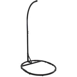 Sunnydaze - Rounded Base Powder-Coated Steel Egg Chair Stand - 76 in - Black