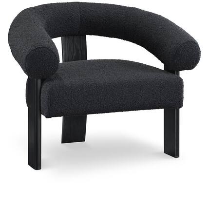 Front. Meridian Furniture - Winston Black Boucle Fabric Accent Chair - Black.