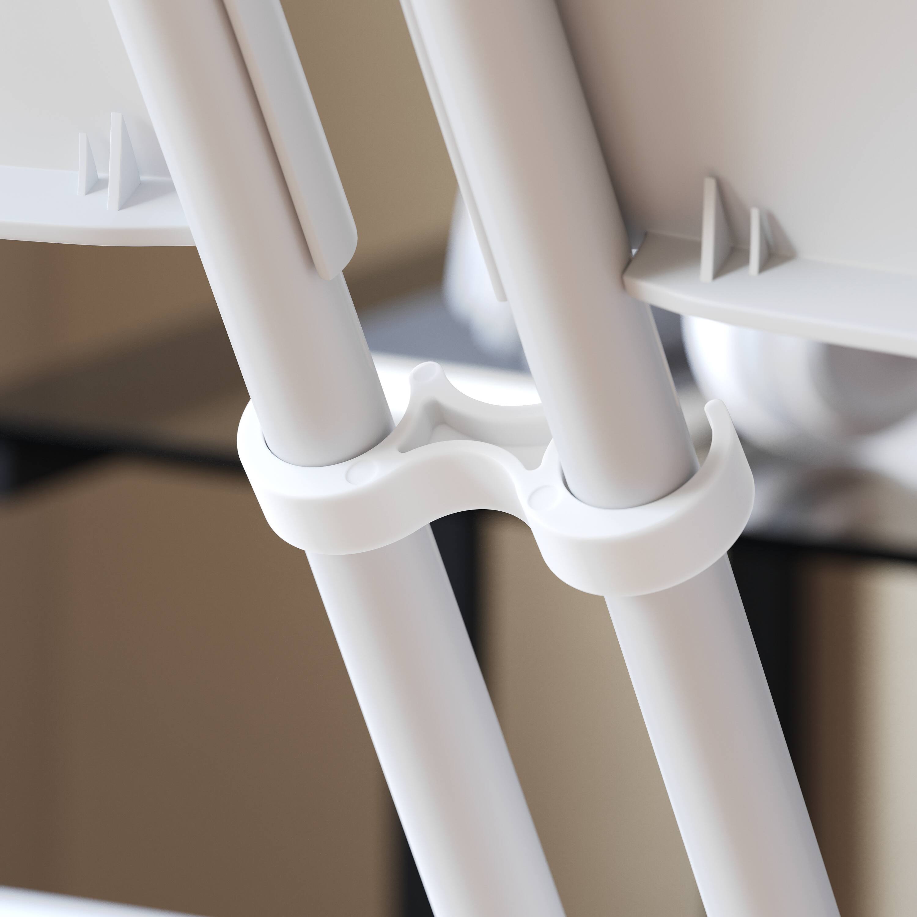 Alt View 1. Emma + Oliver - Mata Set of 2 Wide Plastic Ganging Clips for Extra Wide Chairs - White.