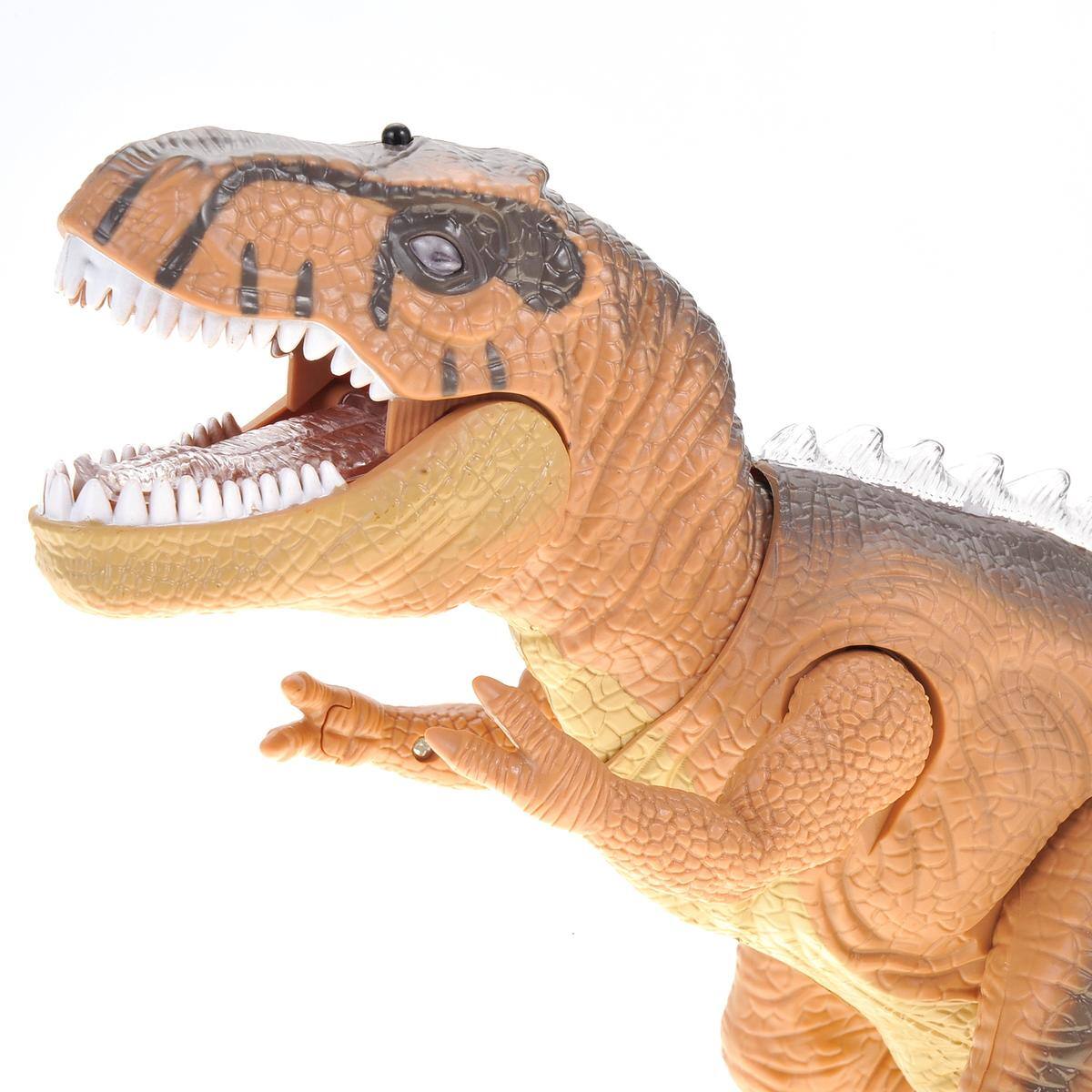 Back. JuzToys - Remote Control Dinosaur Toy, Walking T-Rex with Light & Sound Effects, RC Dino Toy for Kids – Brown - Brown.