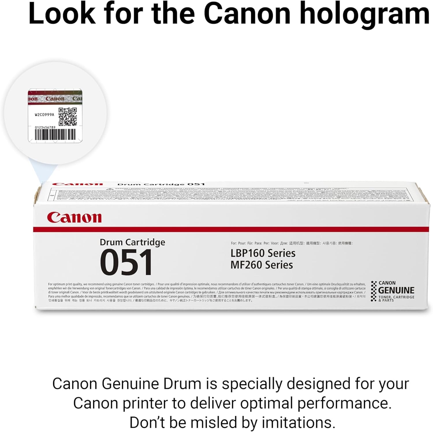 Canon 051 Black Drum Cartridge Compatible with LBP162dw, MF260