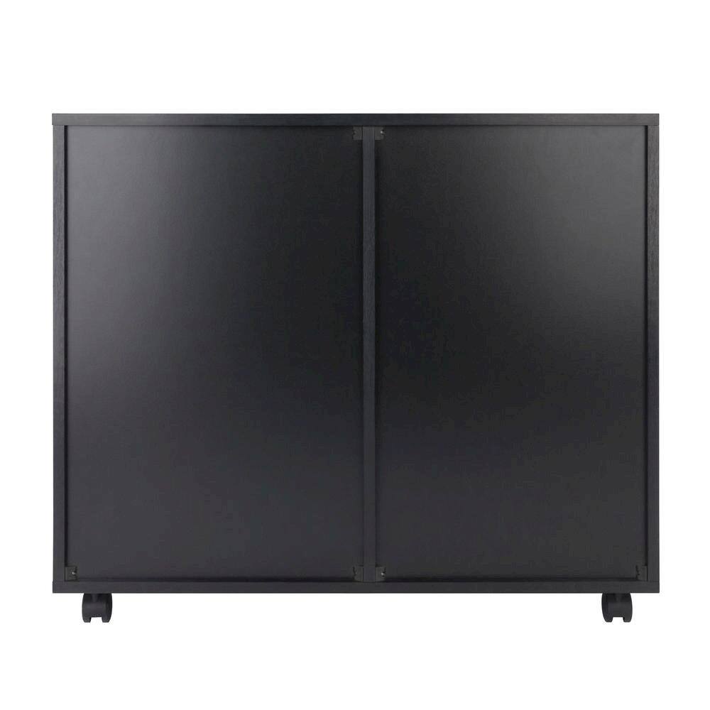 Left. FurniFact - 2 Section Mobile Cabinet - Black.