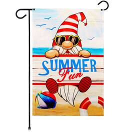 G128 - Summer Fun Gnome Garden Flag 12x18 in Double-Sided Yard Decoration - Multicolor