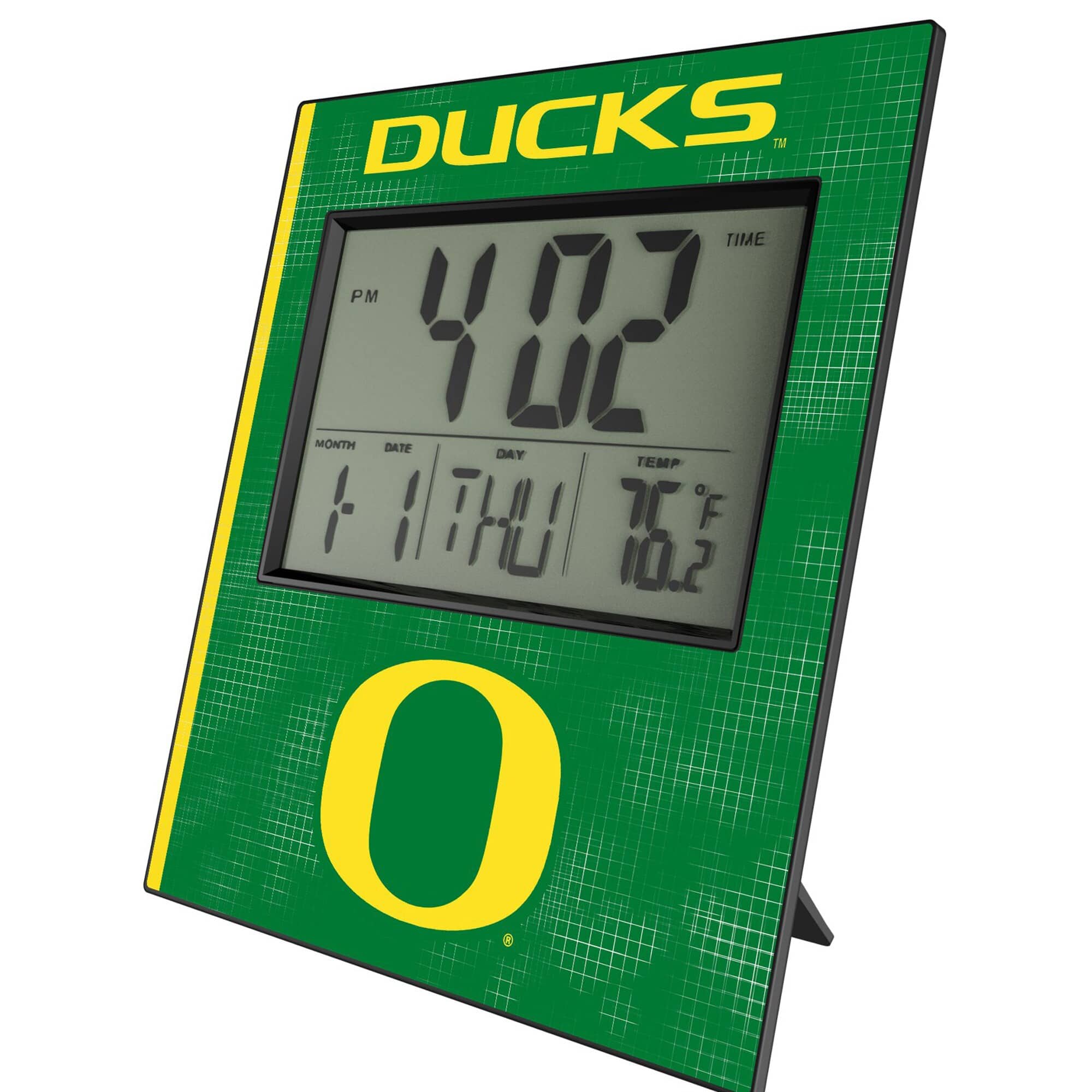 Keyscaper - Oregon Ducks Cross Hatch Digital Desk Clock - Multicolor