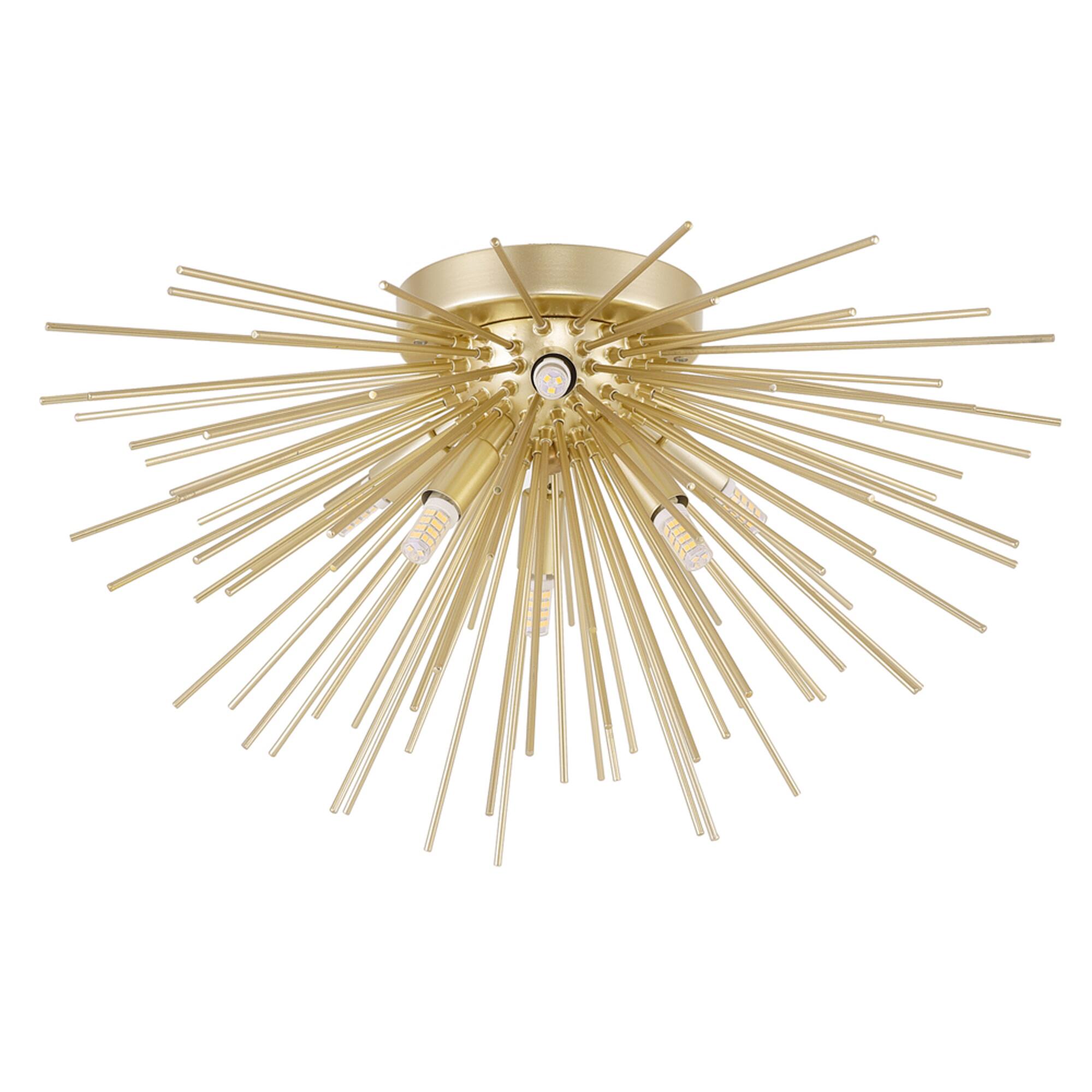 Alt View 1. CWI Lighting - Savannah 6 Light Flush Mount With Gold Leaf Finish - Gold Leaf.