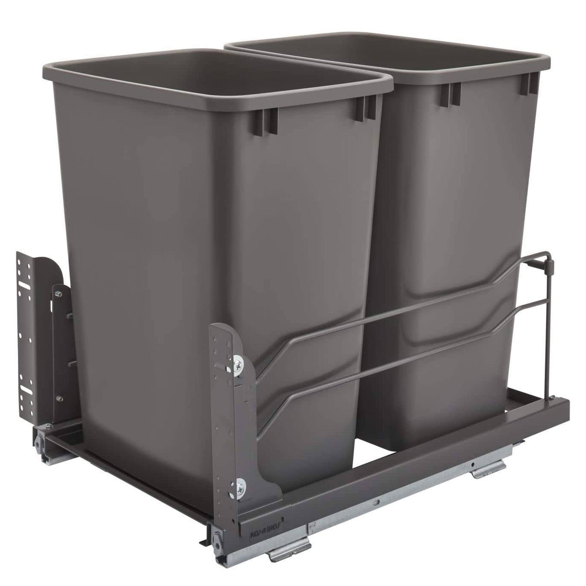Alt View 8. Rev-A-Shelf - Rev-A-Shelf Double Pullout Trash Cans 35 qt. with Soft-close, 53WC-1835SCDM-213 - Orion Gray.