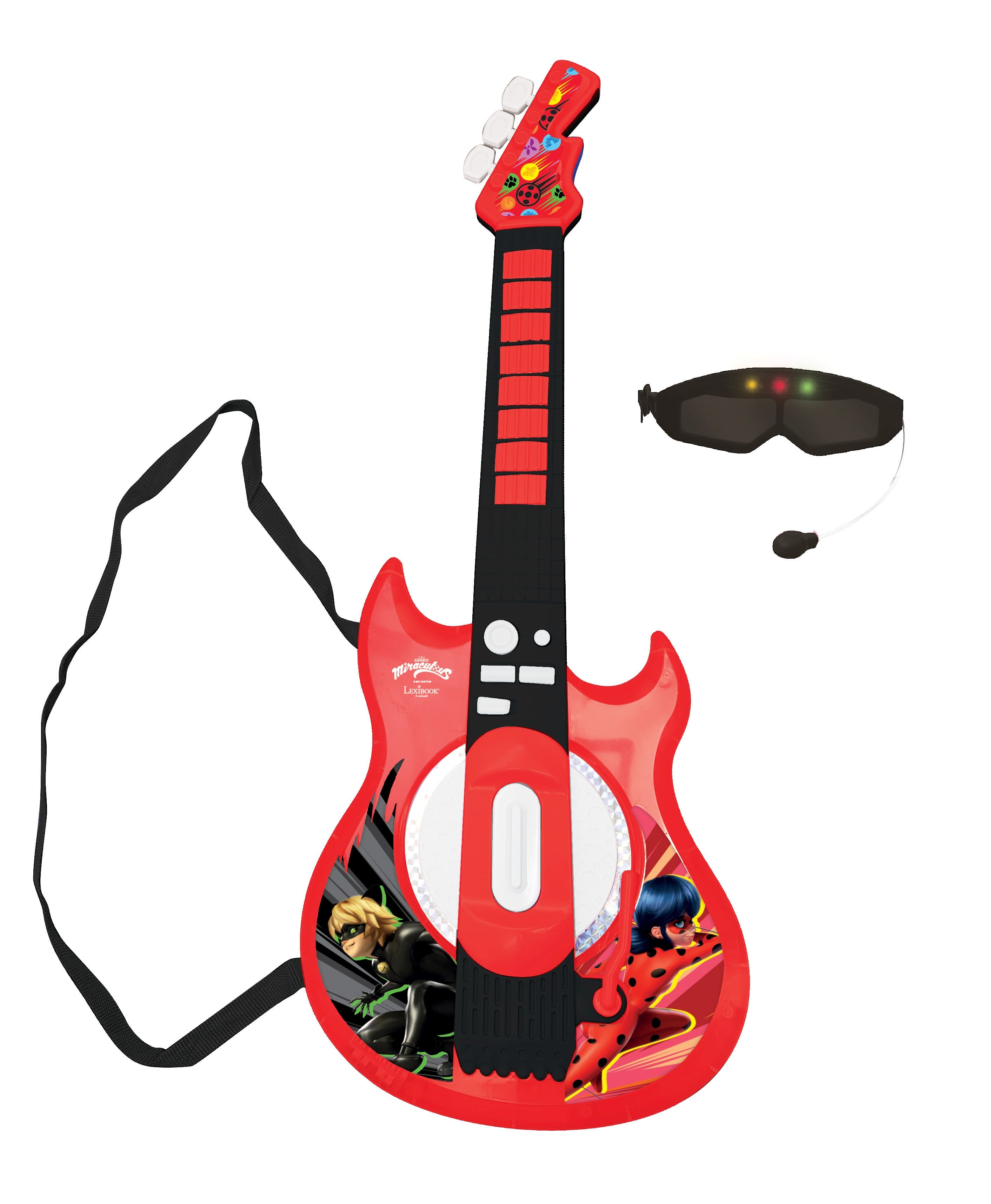 Lexibook - Miraculous Electronic Lighting Guitar with Mic in Glasses Shape