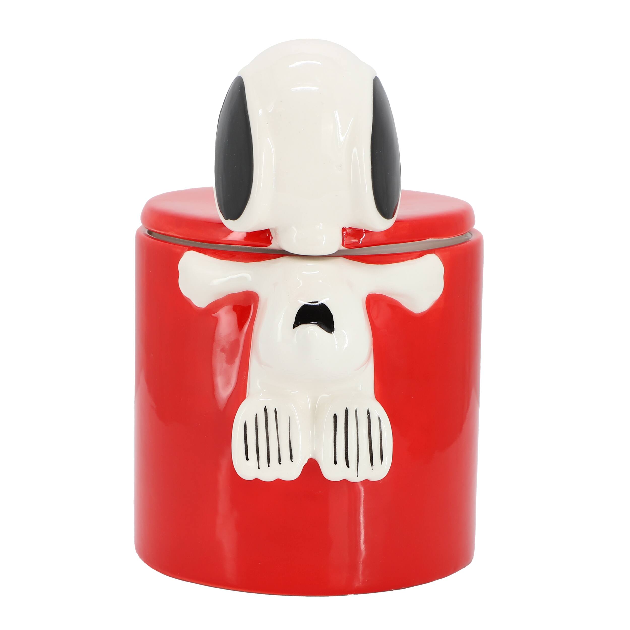 Alt View 4. Gibson - Peanuts Hello Cookies 8.2 Inch Ceramic Snoopy Cookie Jar w/ Lid in Red - Red.