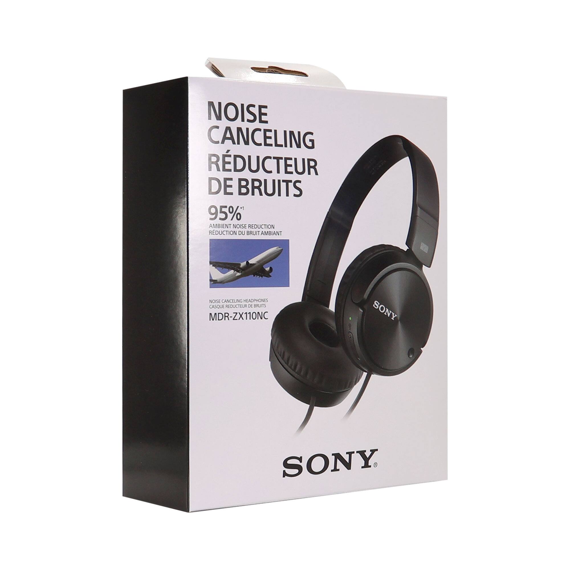 NOISE CANCELING RÉDUCTEUR DE BRUIT 95% AMBIENT NOISE REDUCTION REDUCTION DU BRUIT AMBIANT NOISE CANCELING HEADPHONES CASQUE RÉDUCTEUR DE BRUIT MDR-ZX110NC SONY