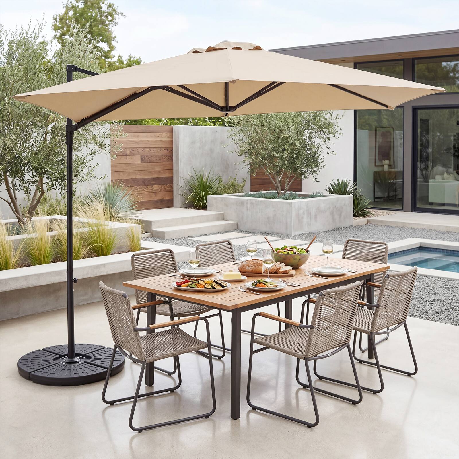 Alt View 7. Costway - Costway 10' Cantilever Patio Umbrella Heavy-duty Offset Hanging Umbrella with 360° Rotation - Beige.