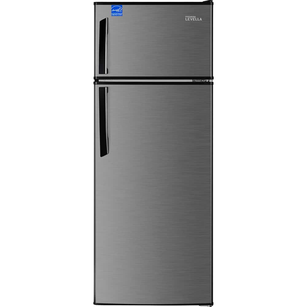 Premium Levella - 7.3 CuFt Top Freezer Refrigerator with Three Door Balconies - Stainless Steel