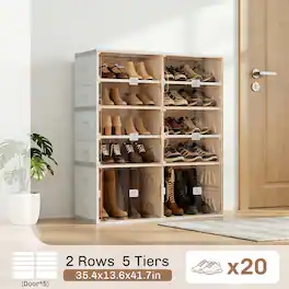 KERDOM - Collapsible 16-40 Shoes Organizer for Boots, Sneakers, Tall Shoes - Foldable Shoes Rack Storage Cabinet for Entryway - White