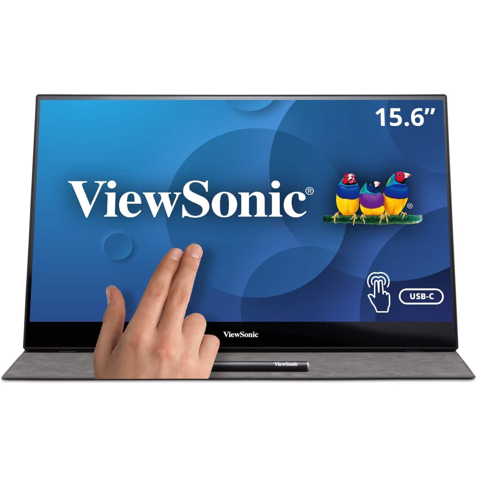 ViewSonic - TD1655 15.6" LCD FHD Touch Screen Monitor (USB-C, Mini HDMI) - Black - Front_Zoom