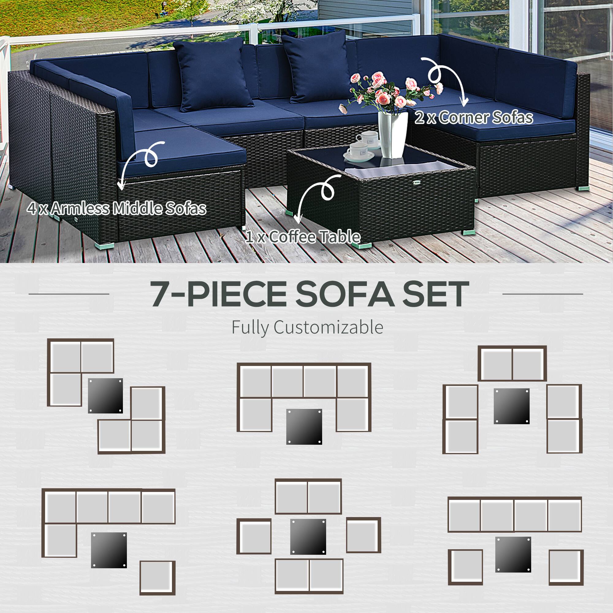 7-PIECE SOFA SET
Fully Customizable
2 x Corner Sofas
4 x Armless Middle Sofas
1 x Coffee Table