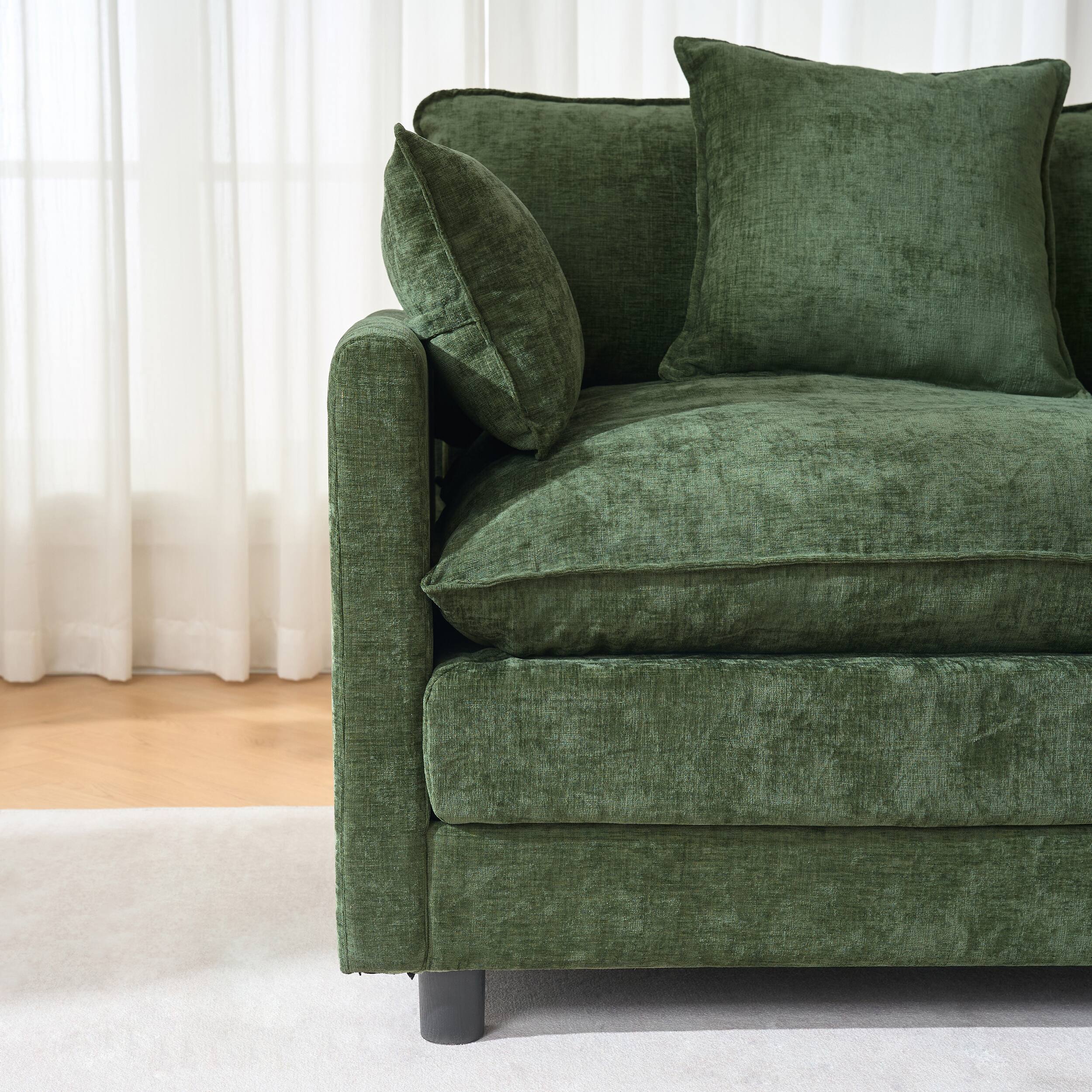 Alt View 7. Meqiodas - 39.4" Modern Accent Chair with Ottoman, Living Room Club Chair Chenille Upholstered Armchair , Reading Chair for Bedroom - Green.