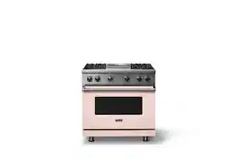 Viking - 5.1 Cu. Ft. 36"W Freestanding LP Gas Sealed 4 Burner Range with Griddle - Blush