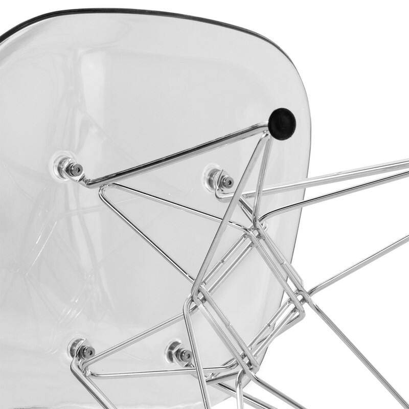 Alt View 4. LeisureMod - Cresco 2-Pieces Acrylic Dining Chair with Curved Back and Chrome Eiffel Legs - Clear.