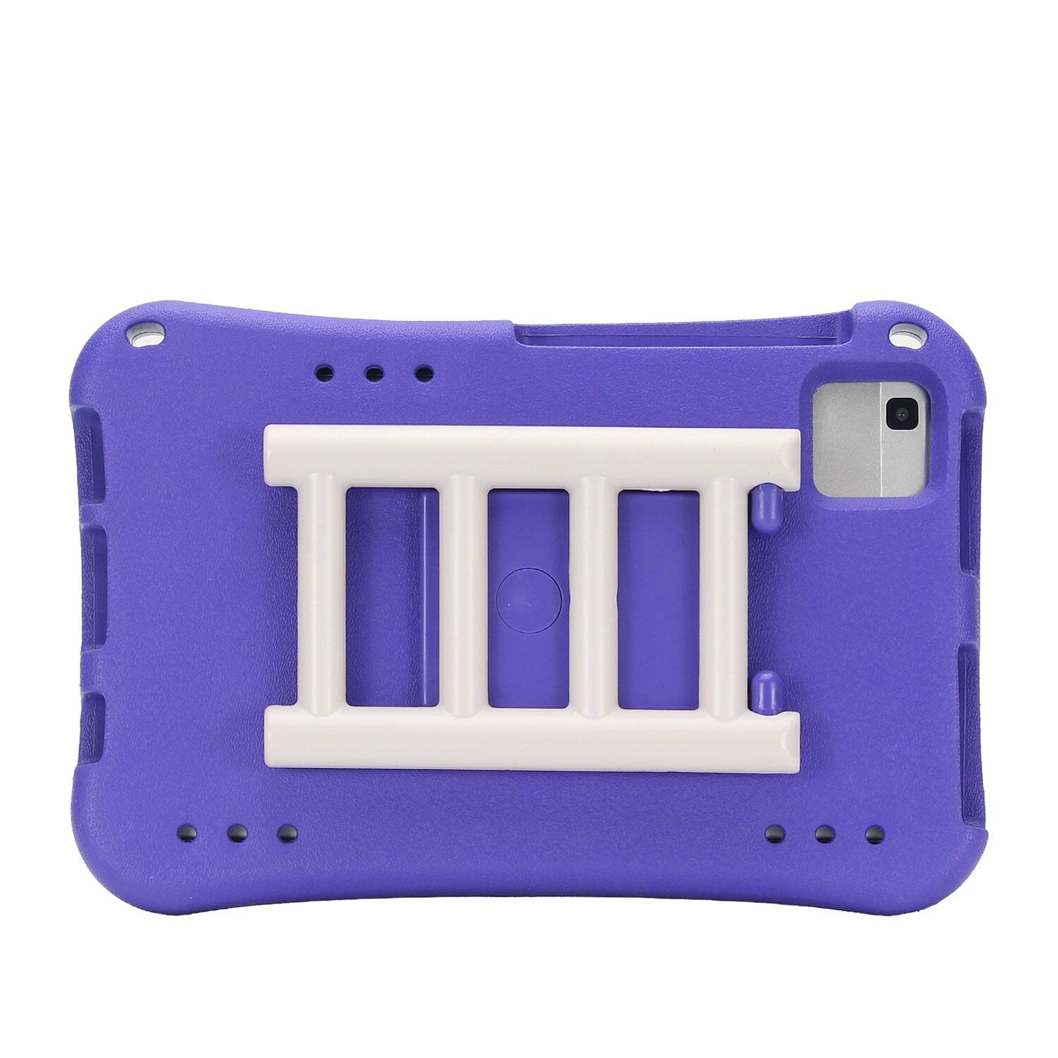 Back. Dteck - for Samsung Galaxy Tab A9 8.7" 2023 (SM-X110/X115) Rugged Case,Shockproof Heavy Duty EVA Cover with Rotating Stand - Purple.