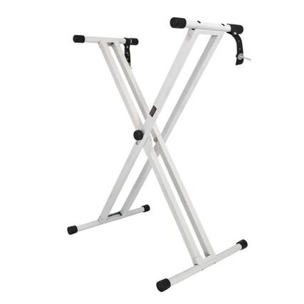 Front. Stock Preferred - Double X-Style Heavy Duty Adjustable Piano Keyboard Stand - KS 2X WH.